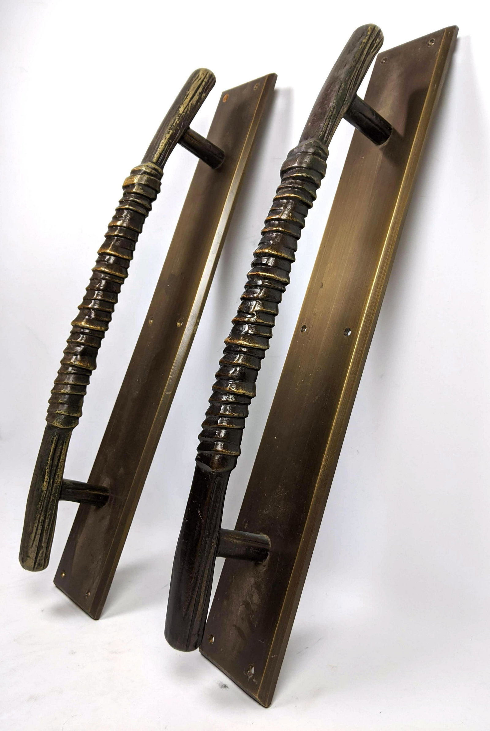 Pr Large Heavy Bronze Modernist Door Pulls Handles.  Sc (1 of 12)