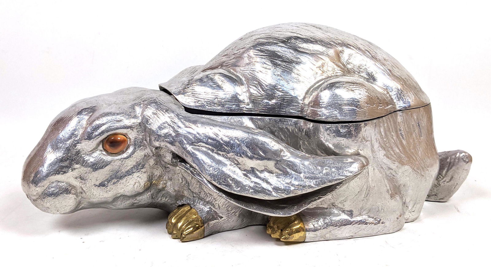 ARTHUR COURT Figural Rabbit Tureen. Hinged Lid. Gold to (1 of 15)
