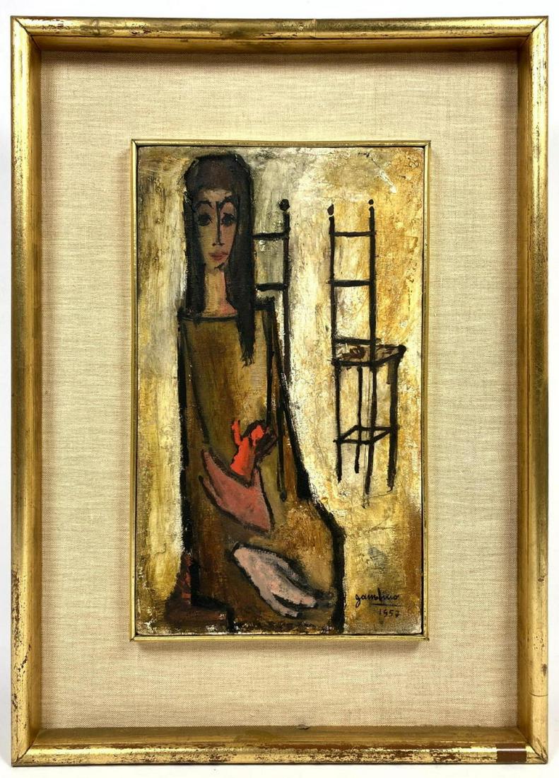 GAMBINO 1957 Oil Portrait Painting on Board. (1 of 9)