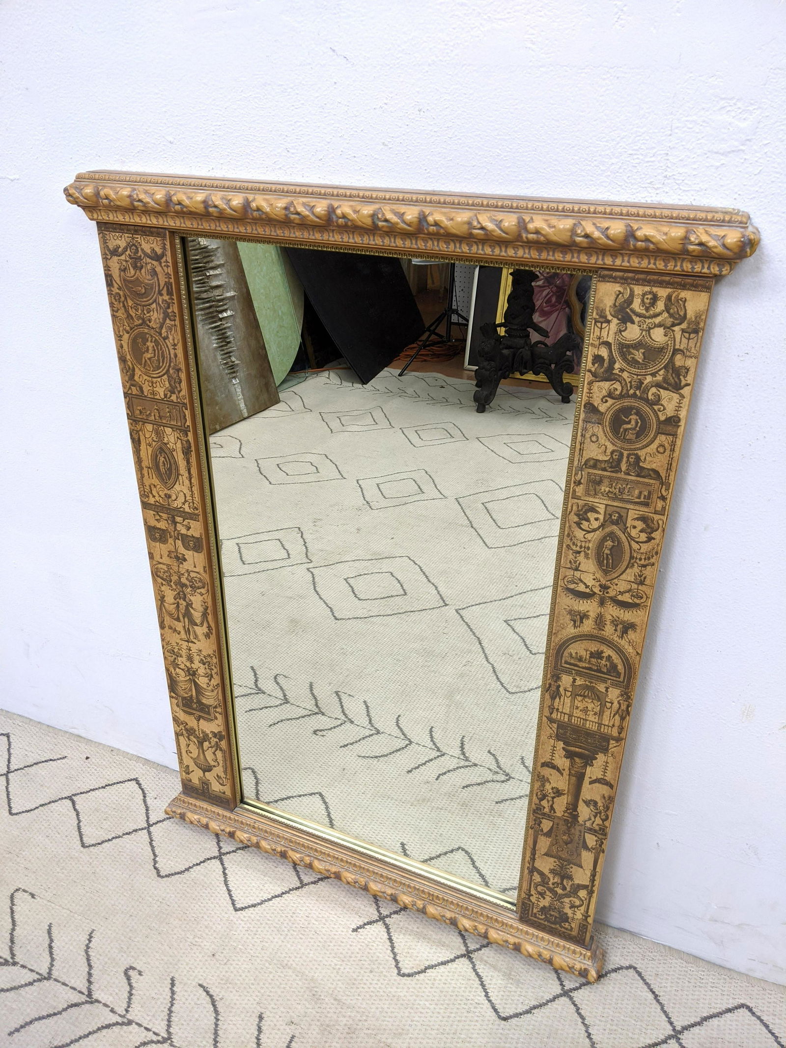 Italian Renaissance Style wall Mirror. Classic Decoupag (1 of 10)