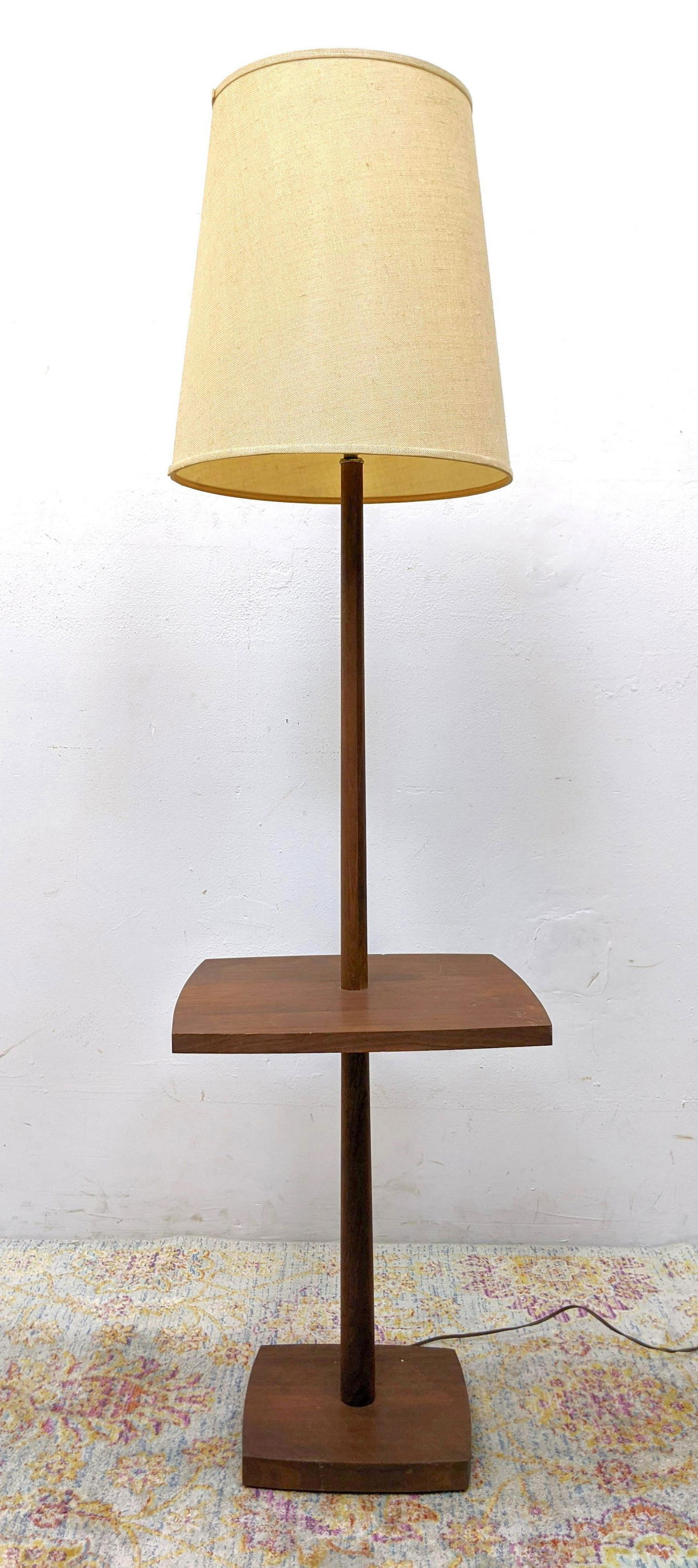 American Modern Walnut Floor Model Lamp Table. (1 of 15)