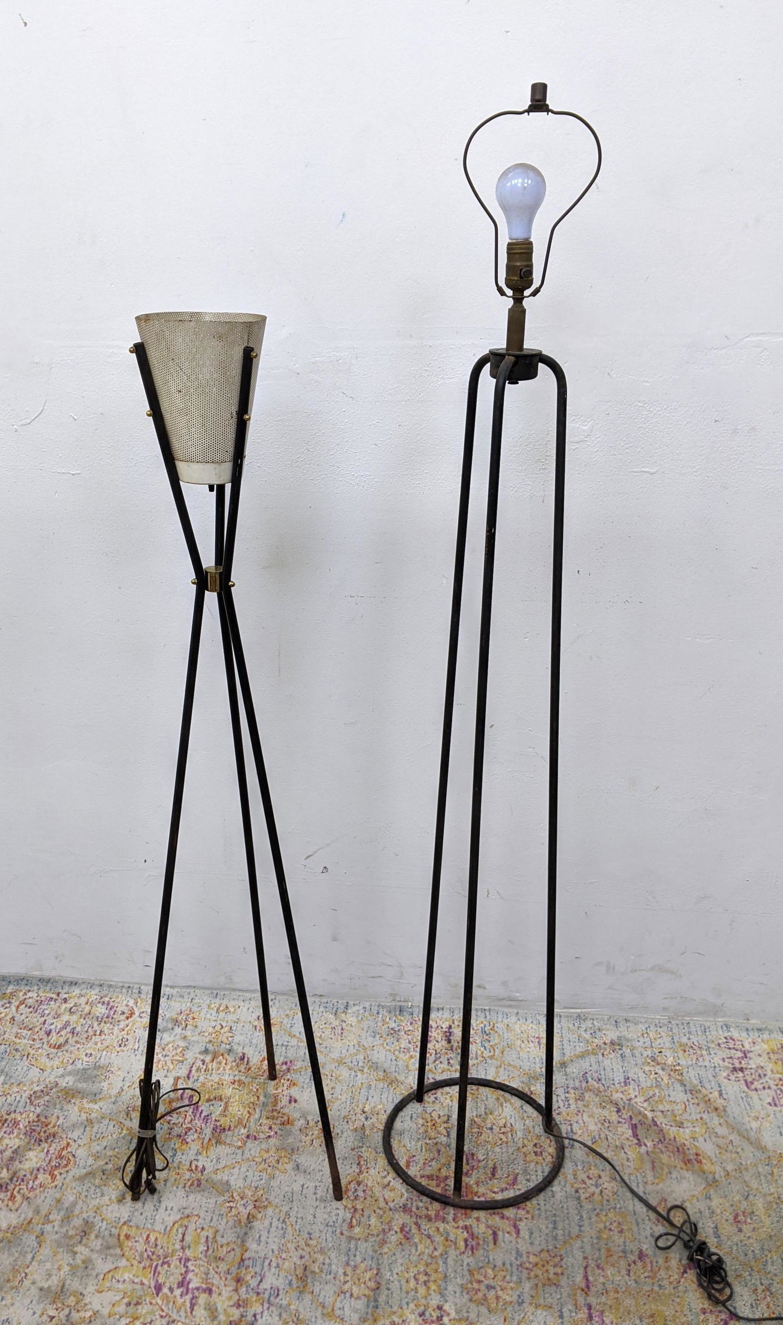 2pcs Mid Century Modern Floor Lamps.  Black tube form. (1 of 17)