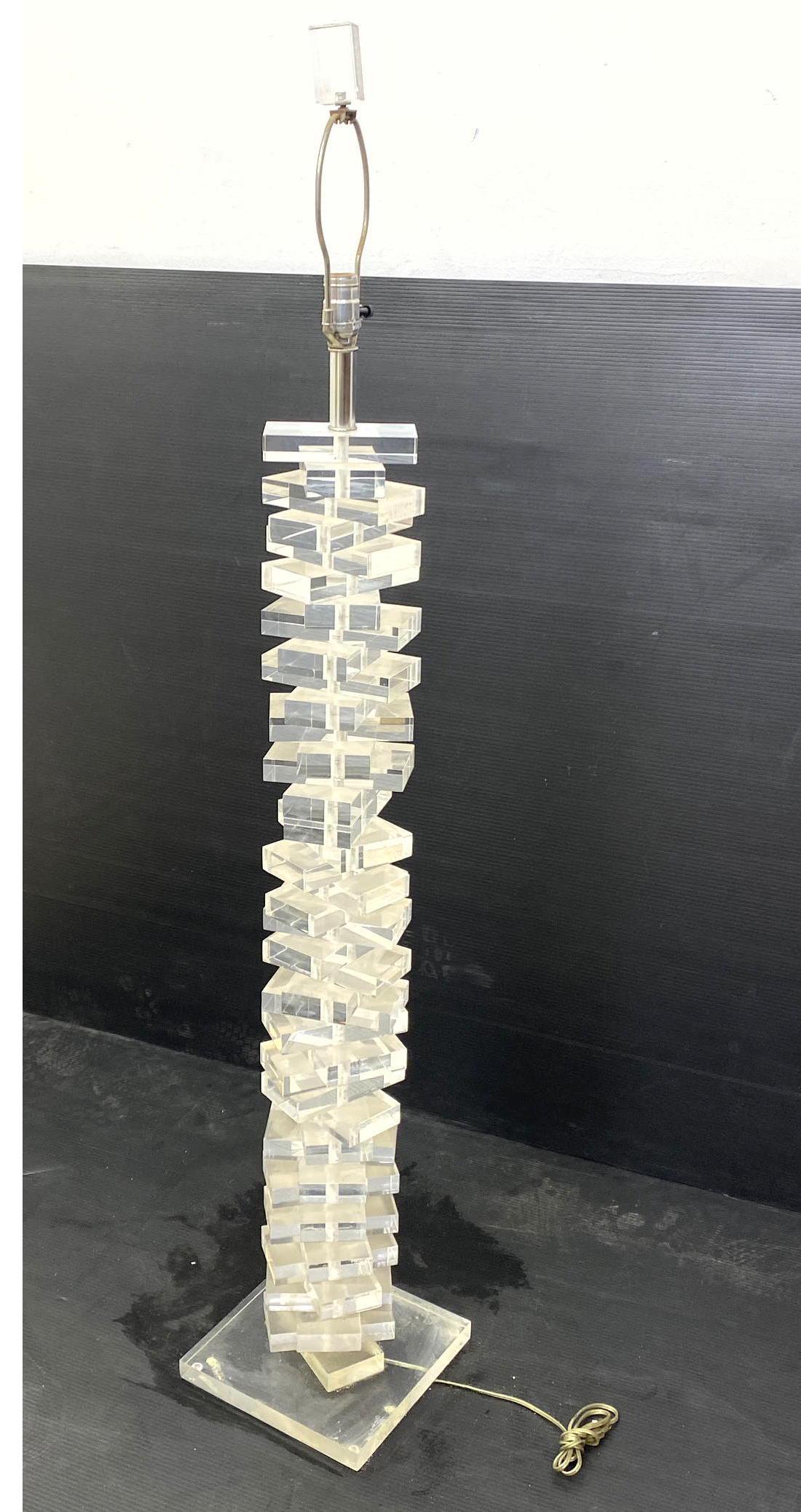 Mid Century Modern Lucite Floor Lamp. Stacked Form. (1 of 6)
