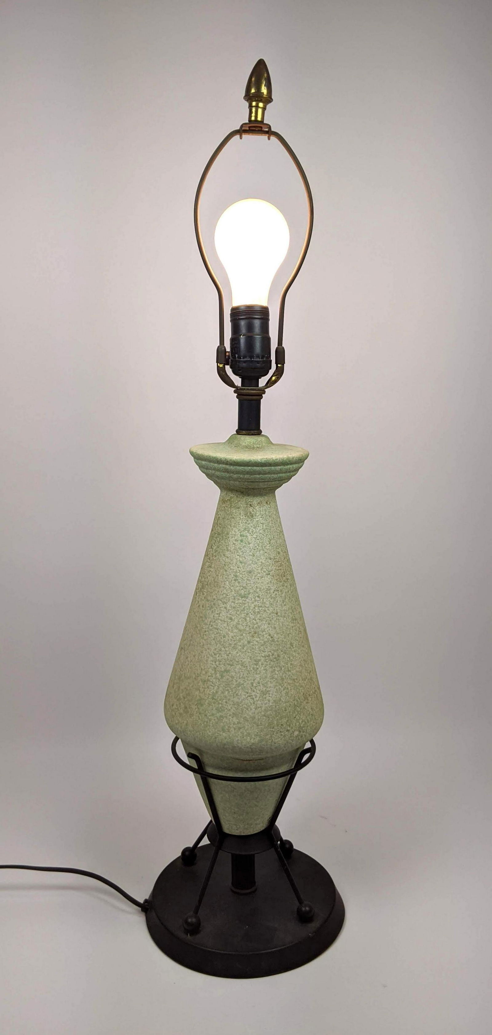 Mid Century Modern Pottery Table Lamp with Metal Holder (1 of 12)