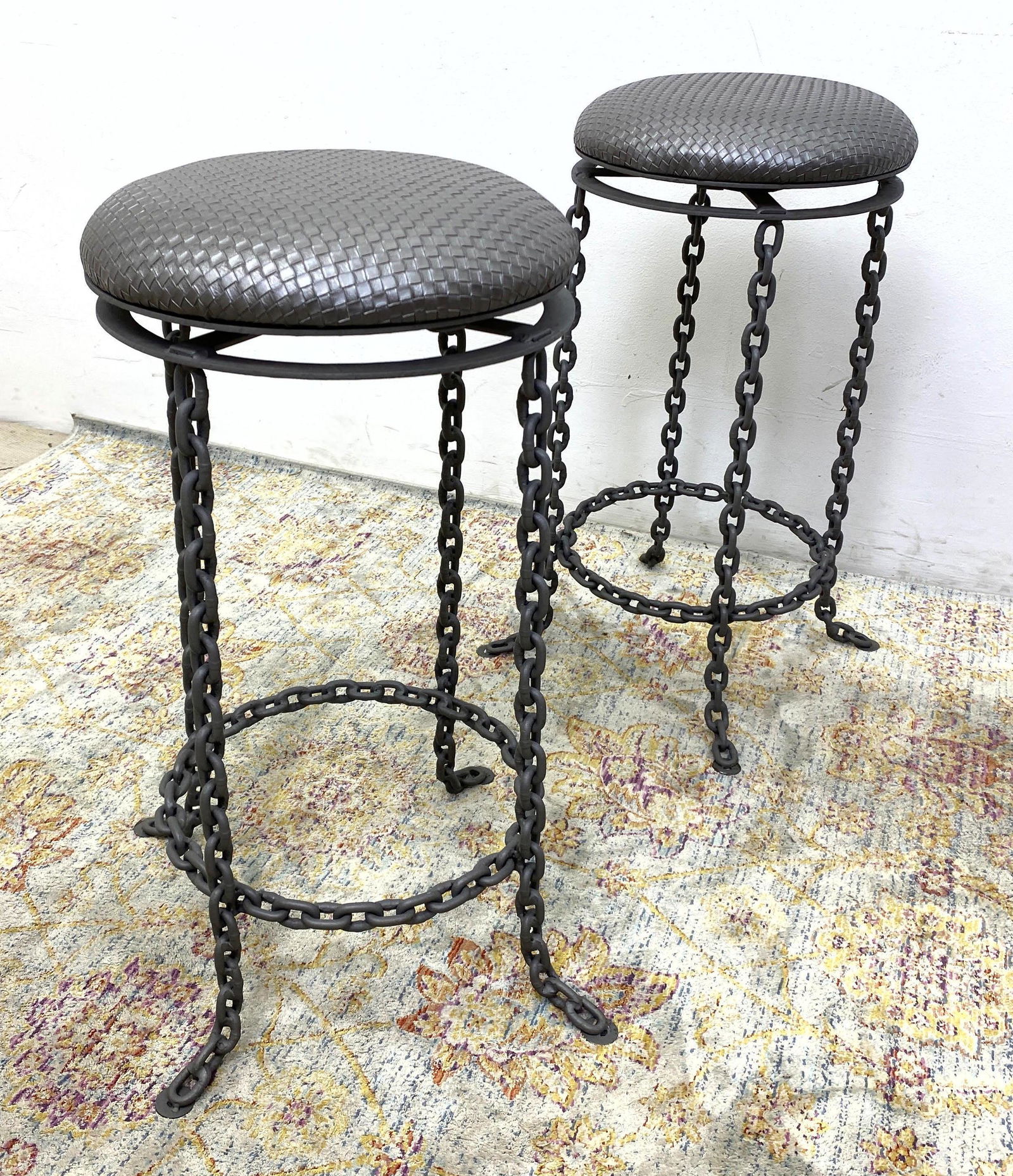 Heavy Chain Link Bar Stools. Gray painted. (1 of 6)