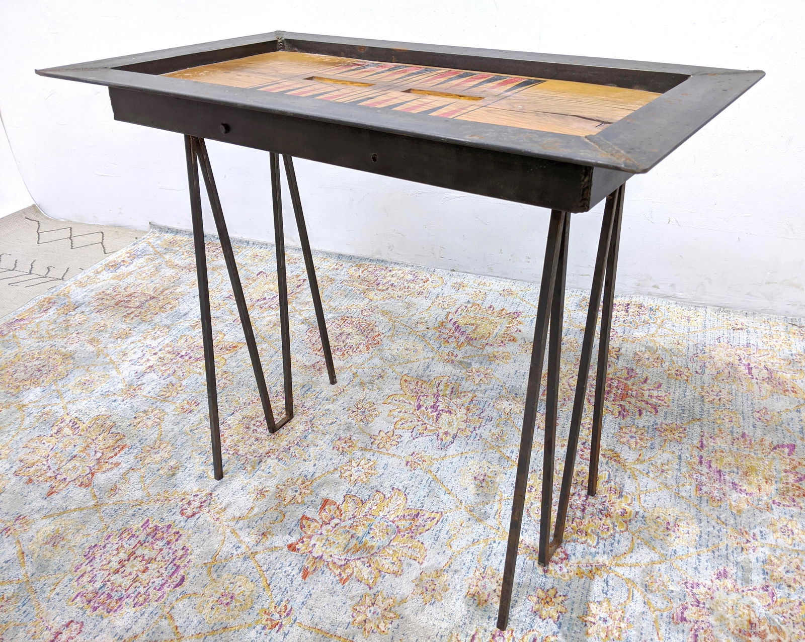 Iron Framed Wood Backgammon Table with Hairpin Iron Leg (1 of 12)