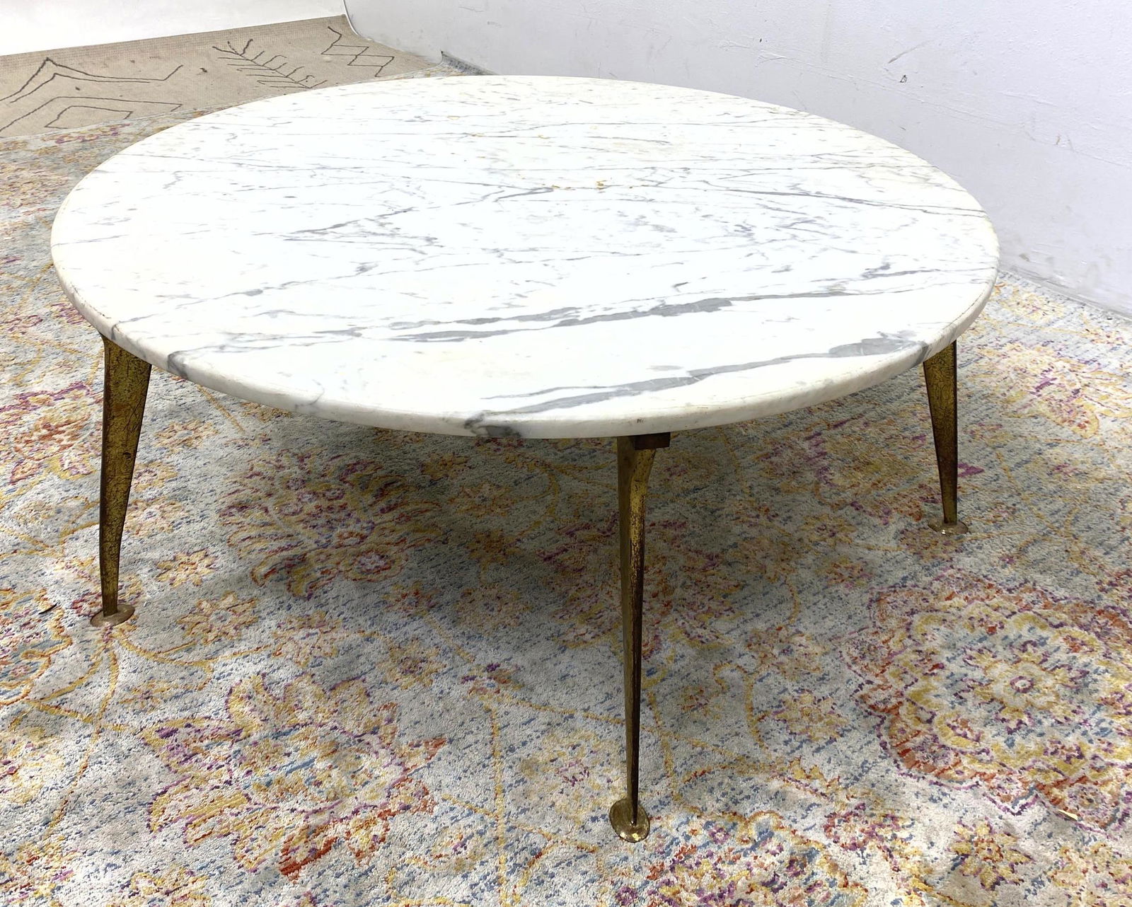 Italian Brass Leg Coffee Cocktail Table with Marble Top (1 of 6)