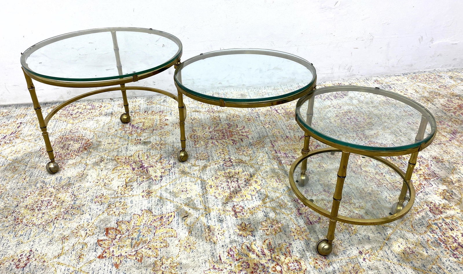 Decorator Tri Level Brass and Glass Table.  Swing out d (1 of 7)