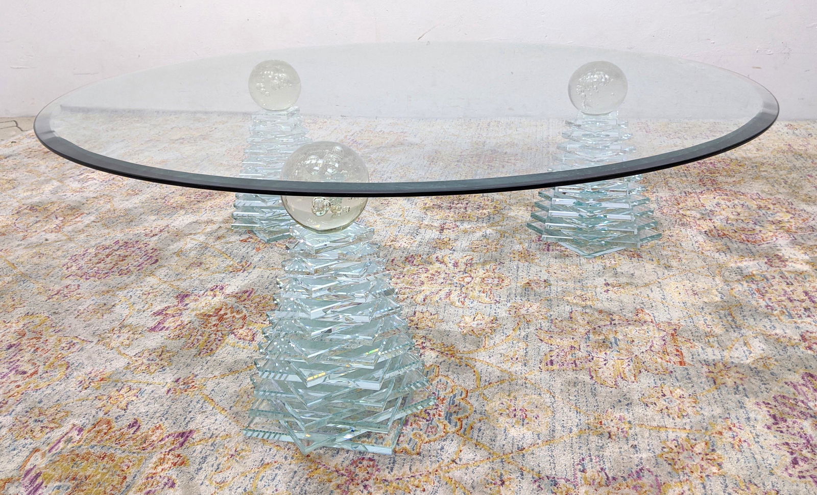 Modernist Decorator Glass Coffee Cocktail Table.  3 Sta (1 of 10)