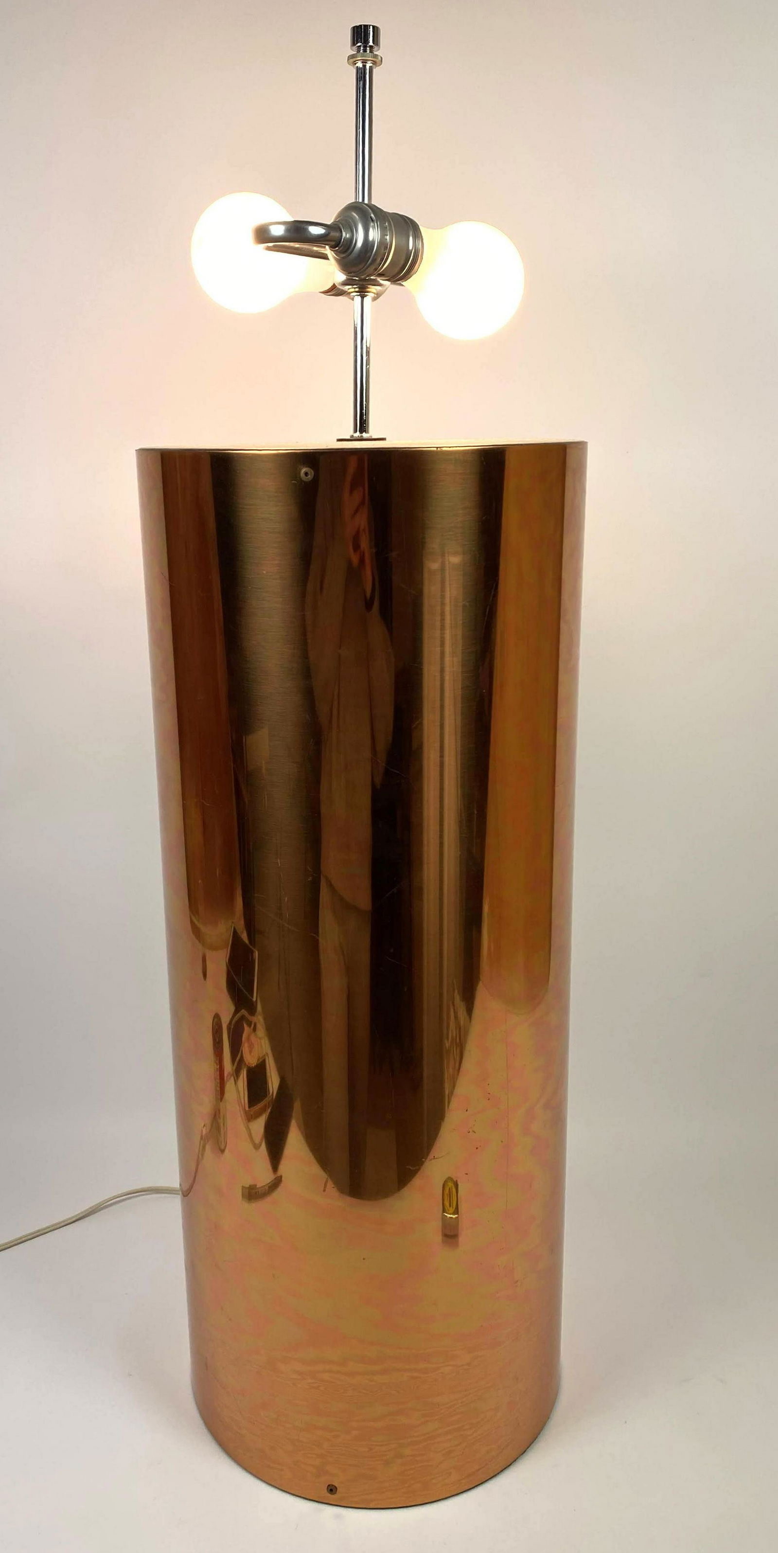 Copper Tone Drum Form Table Lamp. JERE style. Unmarked. (1 of 10)