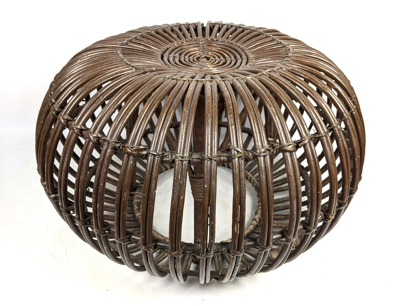 FRANCO ALBINI Woven Rattan Pouf Stool Ottoman. Double r (1 of 13)