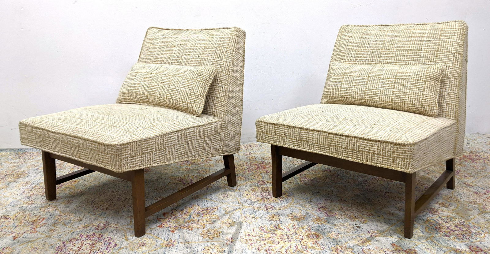 Pr EDWARD WORMLEY DUNBAR Slipper Chairs. Square wood le (1 of 9)