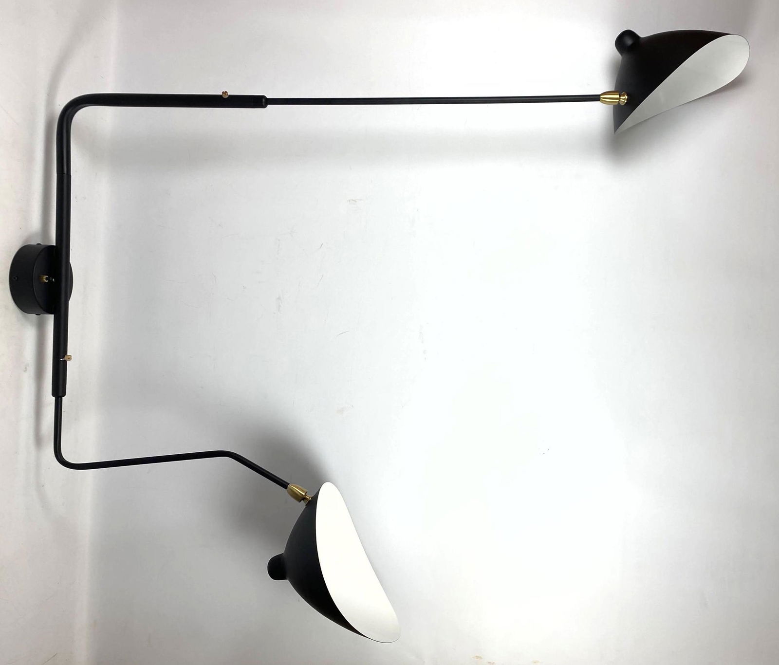 Serge Mouille style Wall Mounted Double Arm Light. Blac (1 of 18)