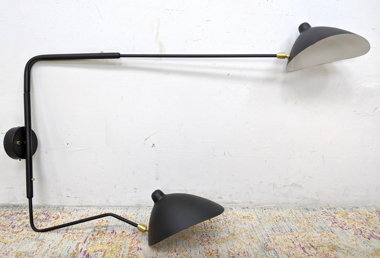 Serge Mouille style Wall Mounted Double Arm Light. Blac (1 of 7)