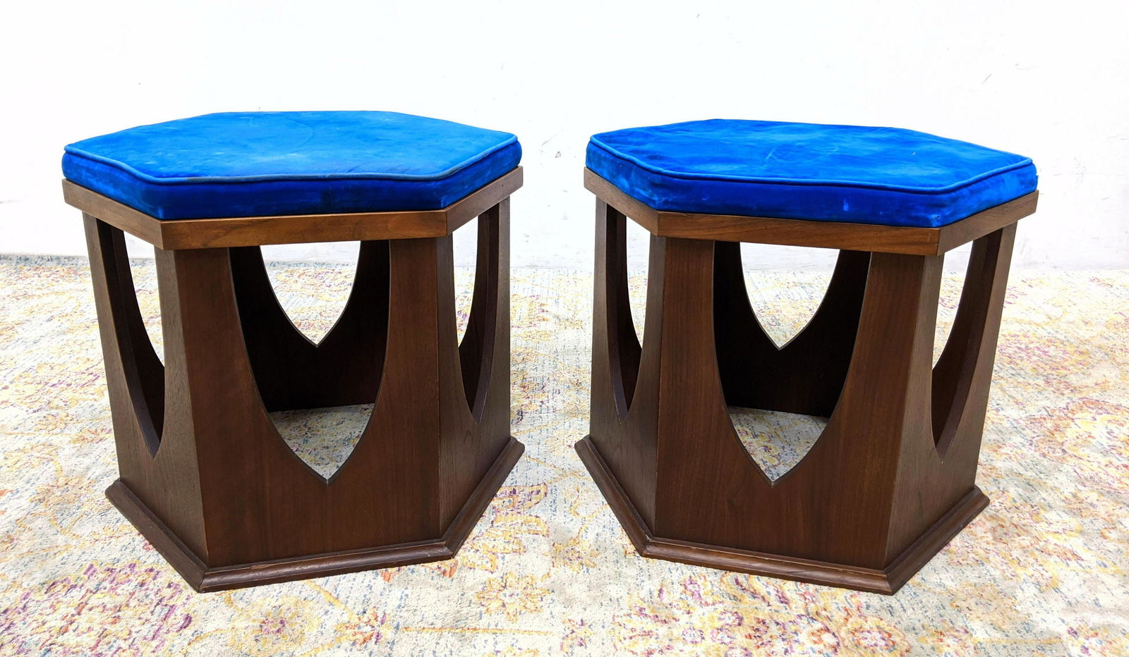 Pr Harvey Probber style  Stools. Side Tables. Hexagon t (1 of 12)