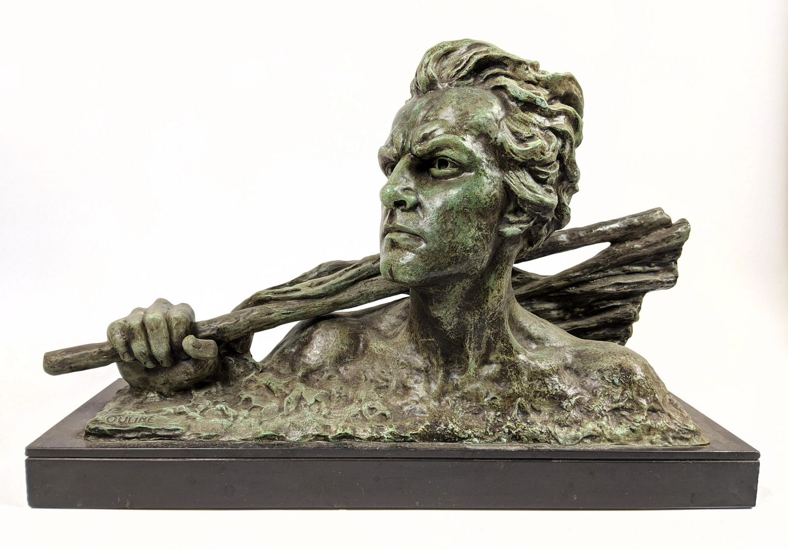 ALEXANDRE OULINE Bronze Bust Sculpture of Worker. (1 of 14)