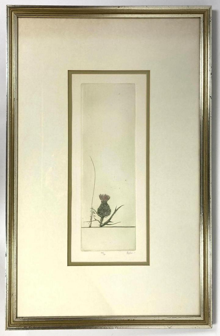 LEONARD BASKIN Signed Etching Print. "Thistle". America (1 of 8)