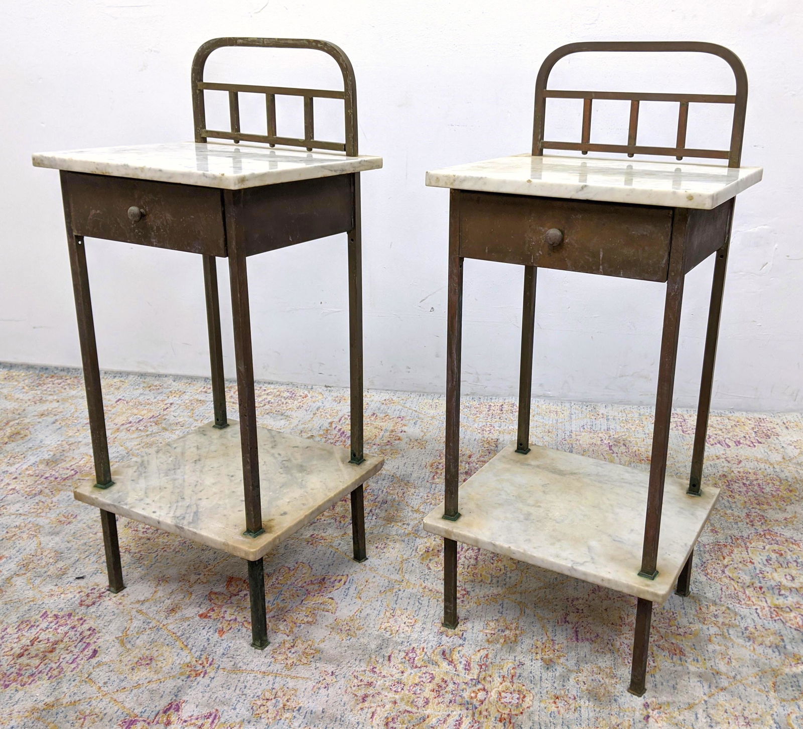 Pr Marble Top Brass Frame Stands. Vienna Secessionist S (1 of 20)