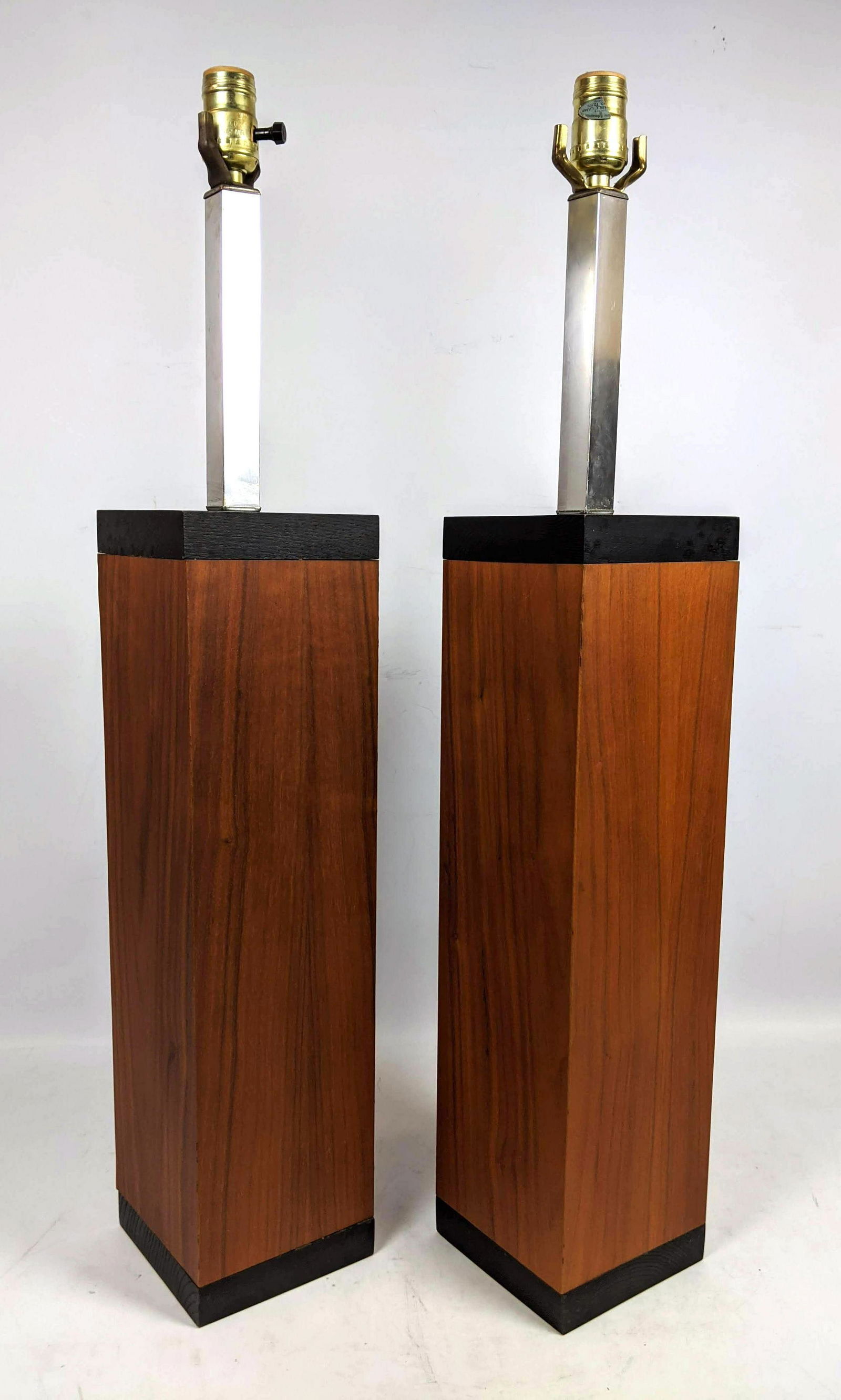 Pr Contrasting Two Tone  Wood Square Column Lamps. Hans (1 of 9)
