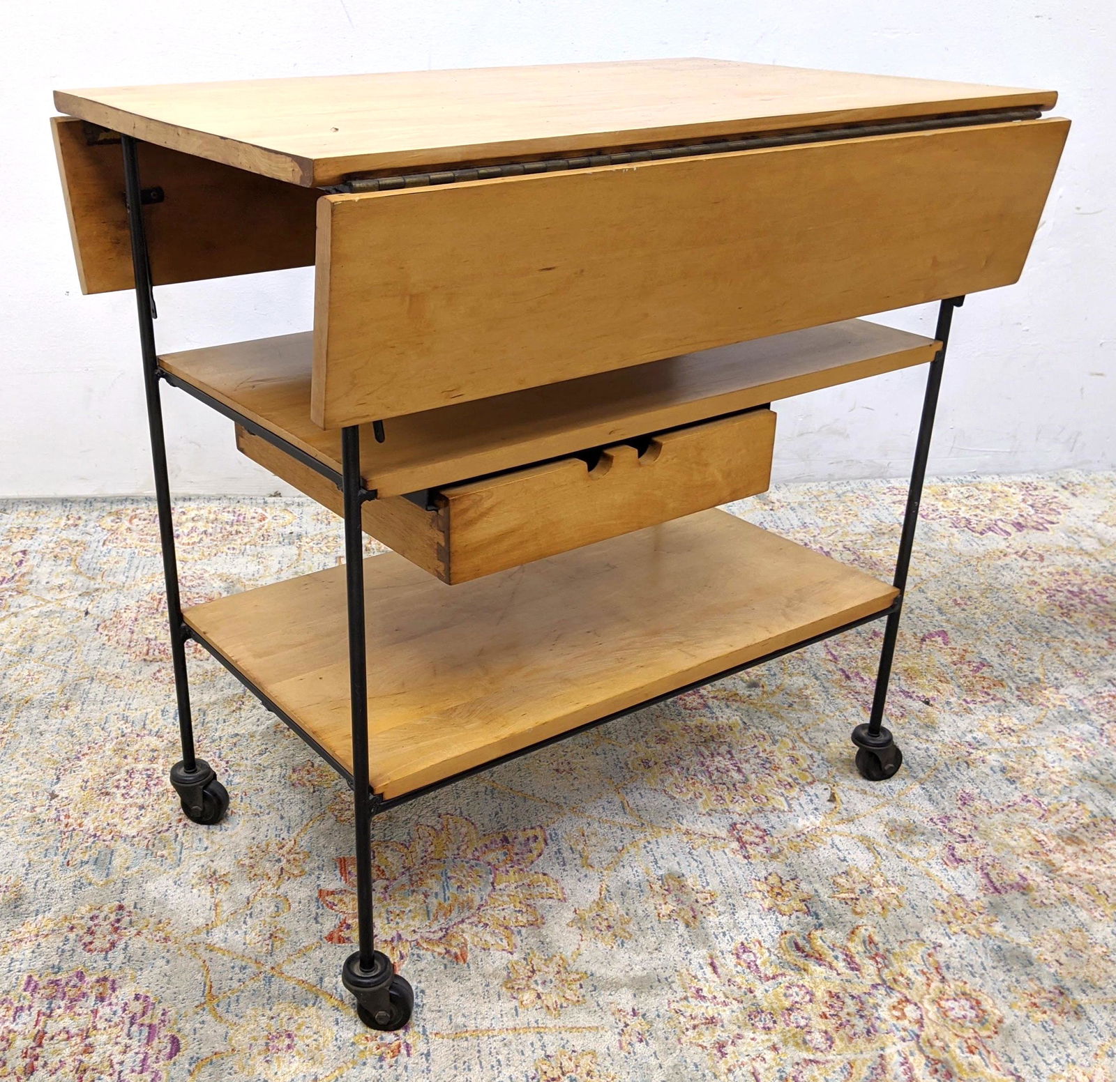PAUL MCCOBB Bar Cart Server.  Maple and Iron. Drop side (1 of 17)