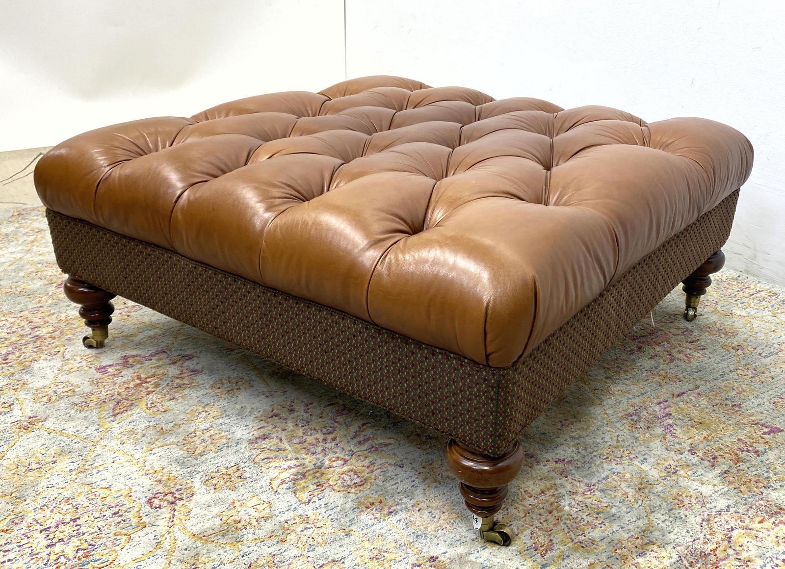 Oversized THOMASVILLE Bench Stool.  Tufted leather. woo (1 of 12)