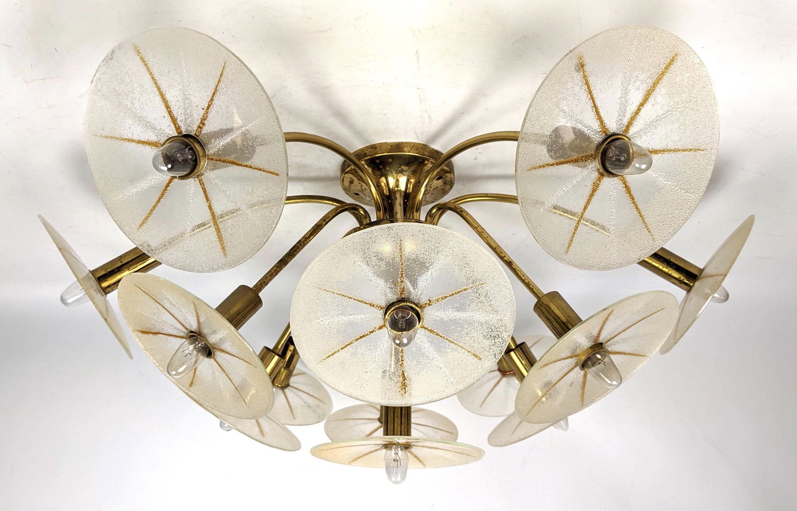 LIGHTOLIER "Dandelion" style Art Glass Chandelier. Ceil (1 of 15)