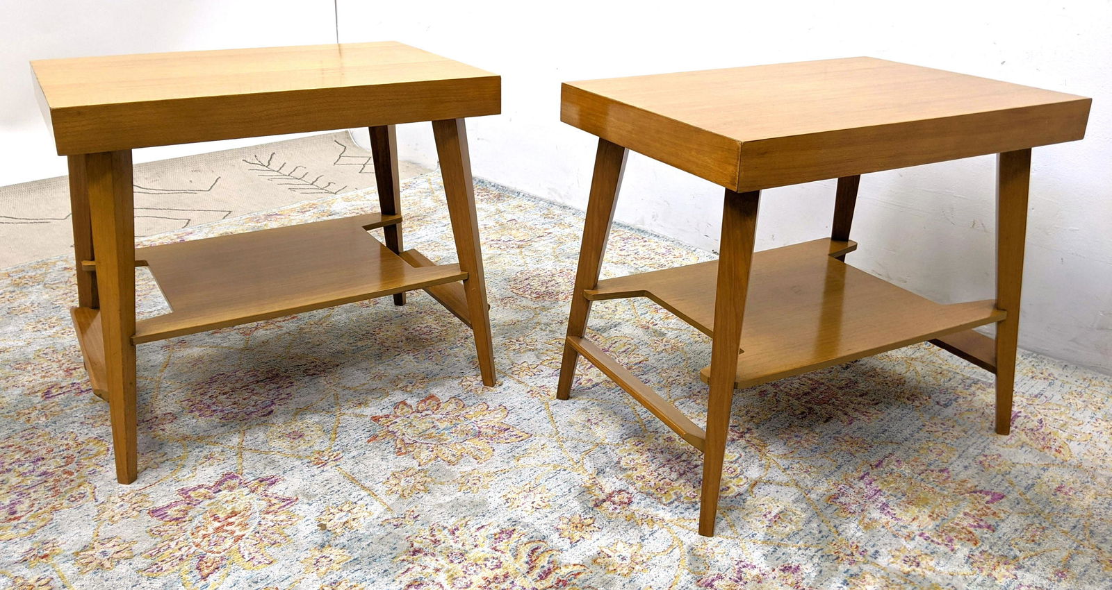 Pr Mid Century Modern Side End Tables.  Lower tier angl (1 of 12)