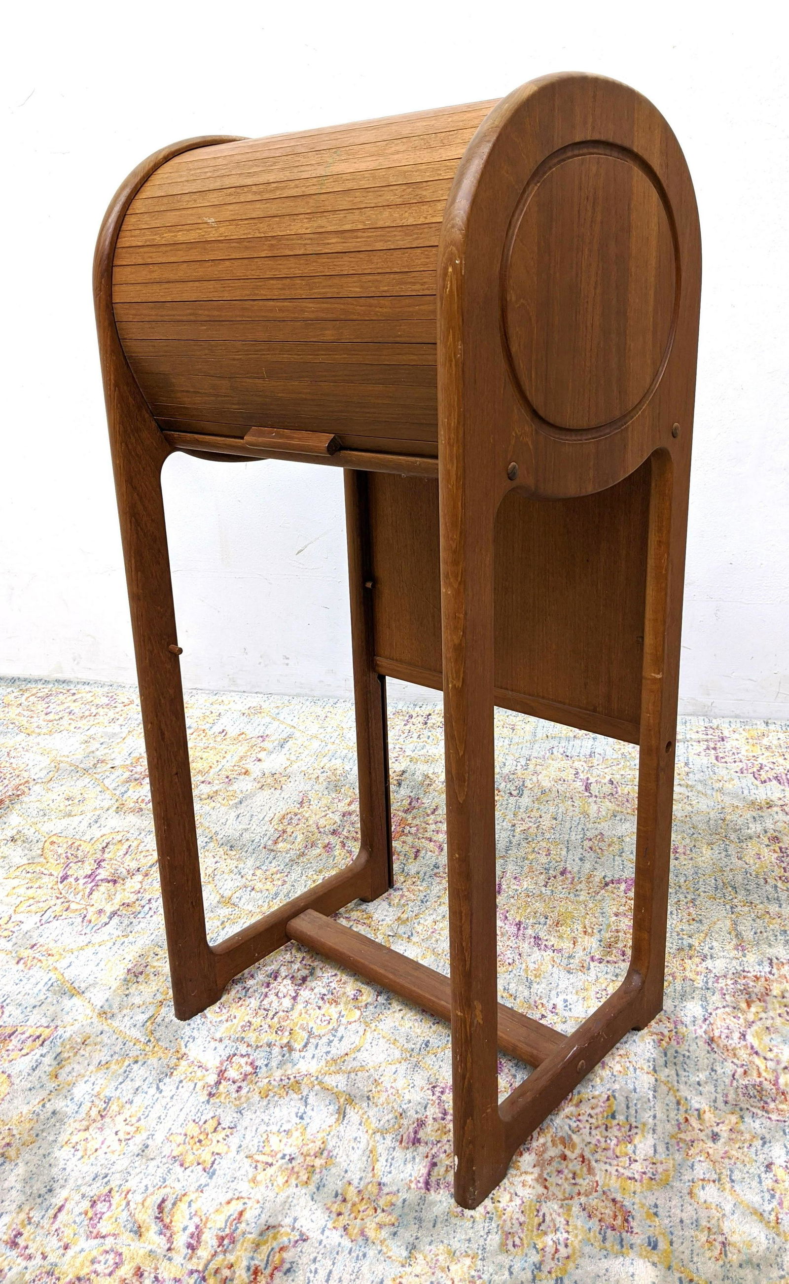 Danish Modern Teak Tambour Door Roll Top Desk. Small sp (1 of 15)