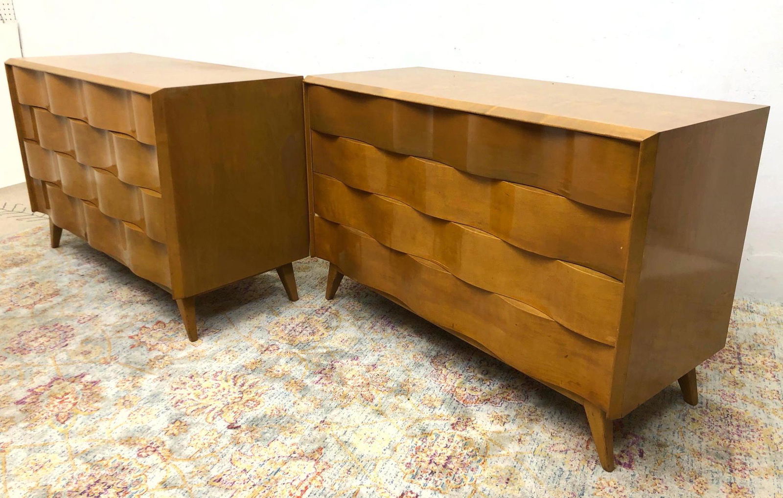 Pair EDMOND SPENCE Wave Front Dressers. Pr Ribbon Front (1 of 16)