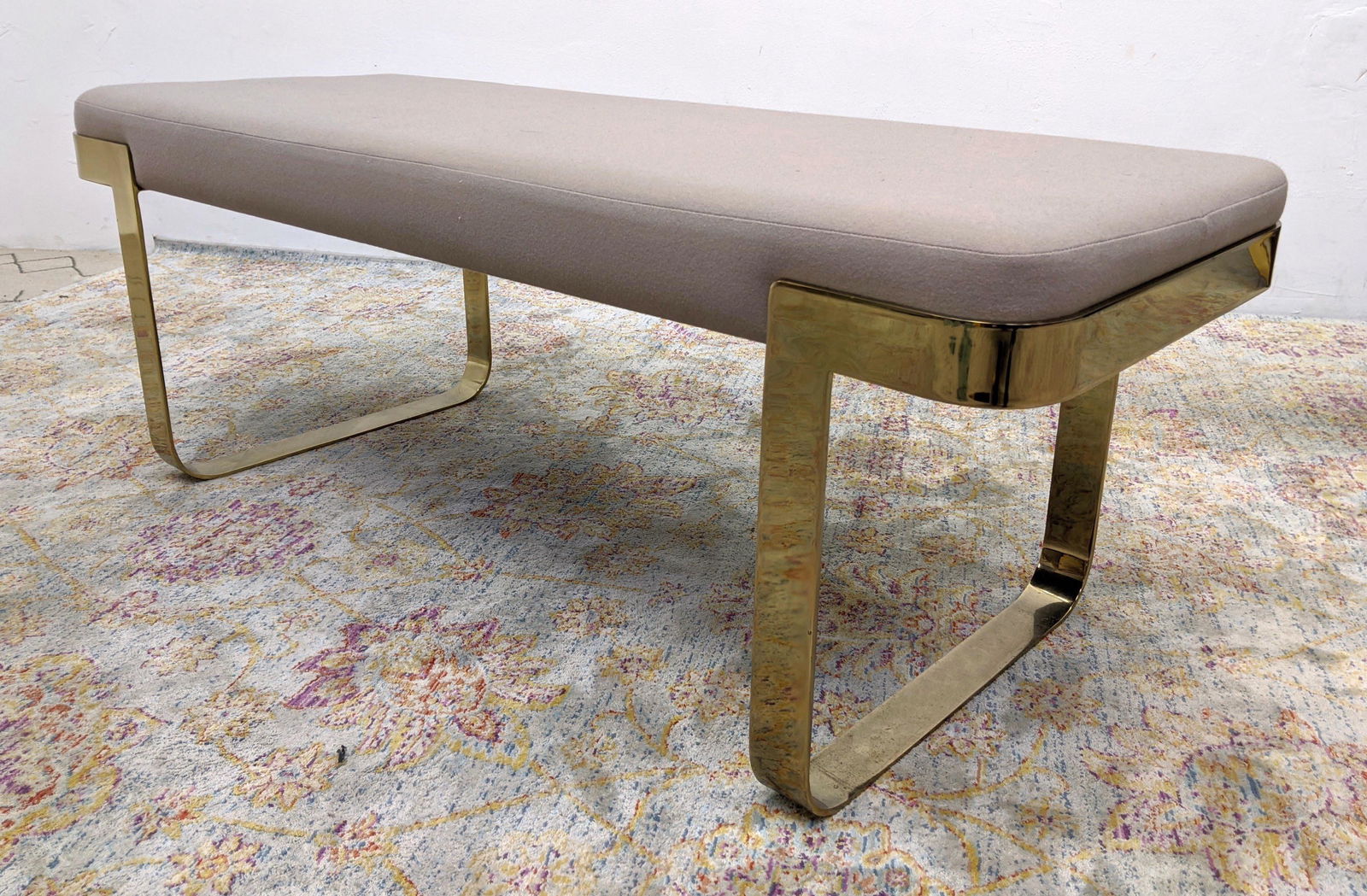 TRI - MARK Upholstered Bench with Gold Tone Metal Frame (1 of 14)