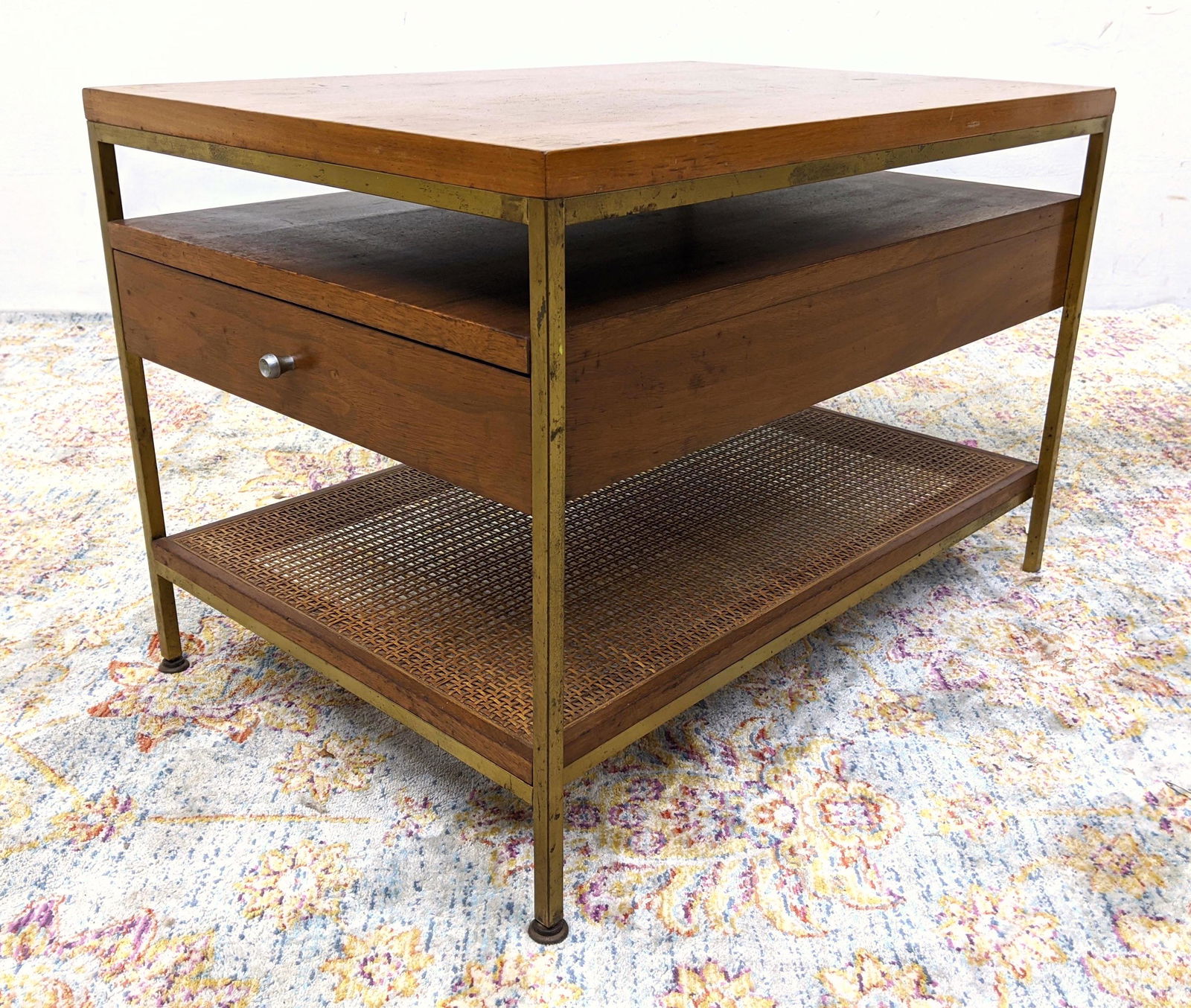 PAUL MCCOBB American Modern Walnut End Table. Single Dr (1 of 13)