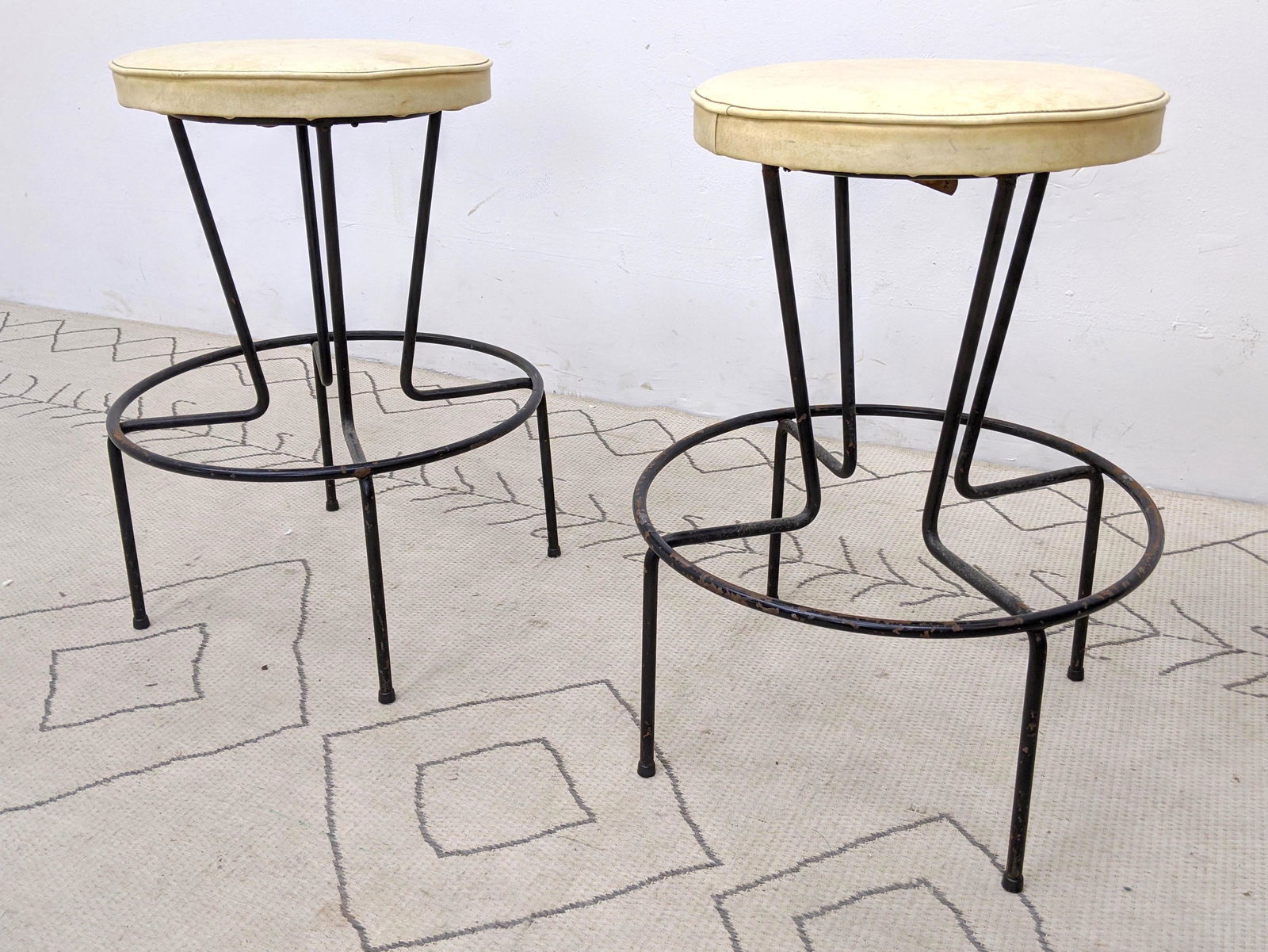 Pair Frederick Weinberg Bar Stools. Hairpin Iron. (1 of 9)