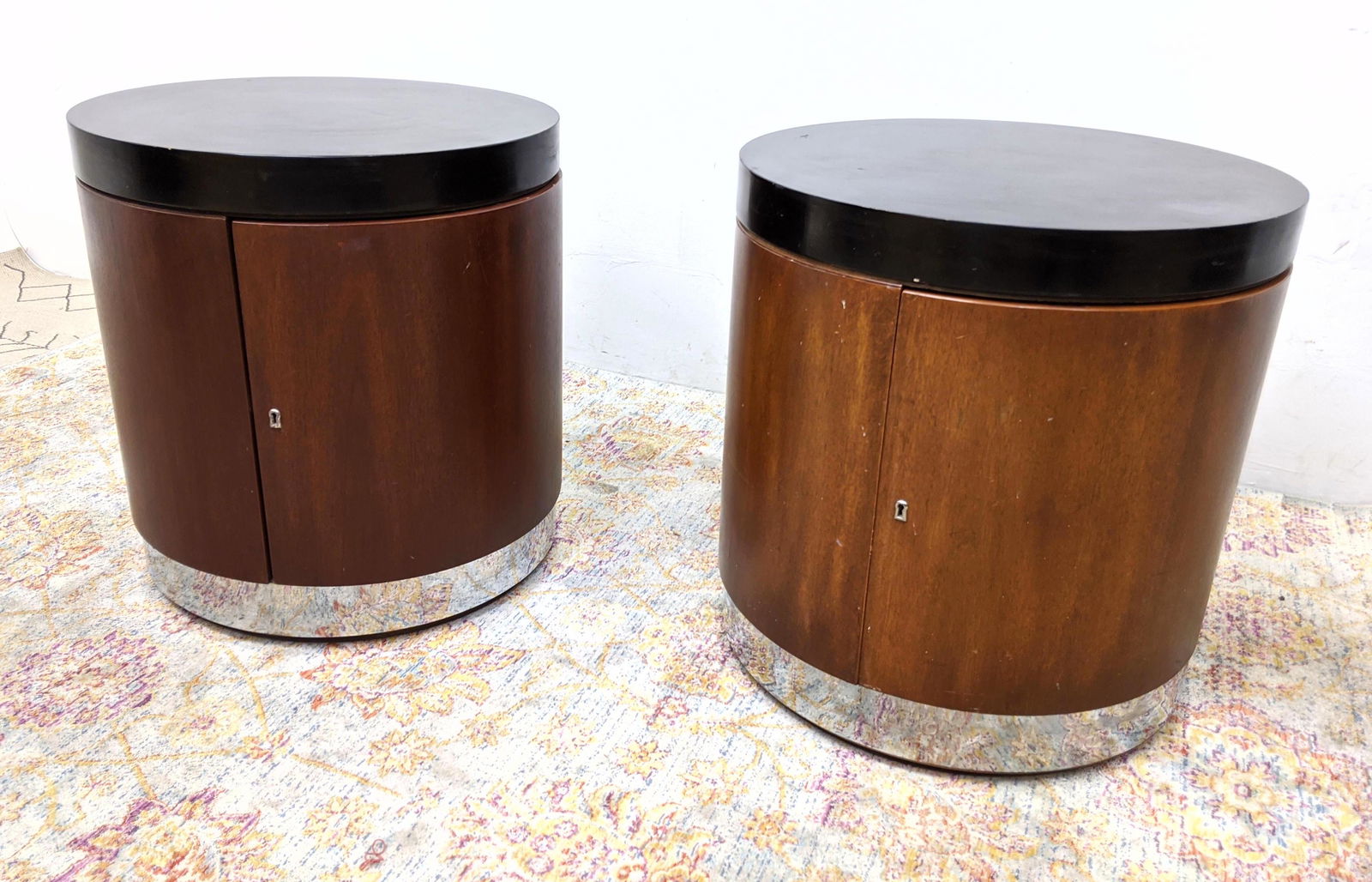 Pr POLO by RALPH LAUREN Drum Form Side Tables. Wood cyl (1 of 16)