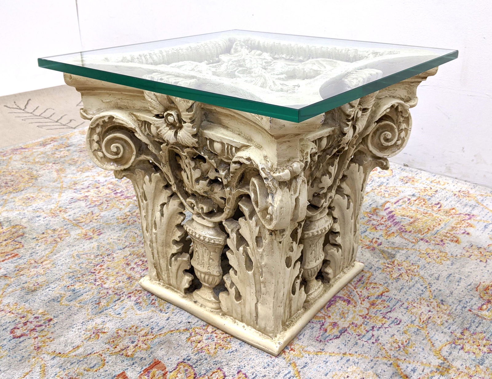 Cast Decorative Architectural Capital Side Table. Squar (1 of 7)