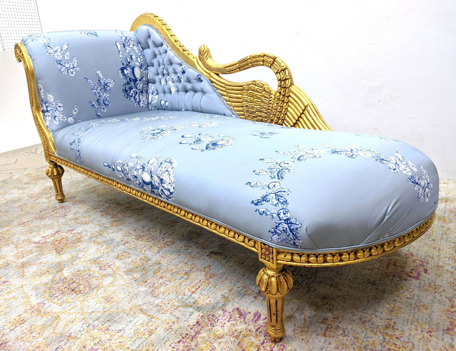 Decorative Carved wood Frame Faints Chaise Lounge Sofa. (1 of 11)