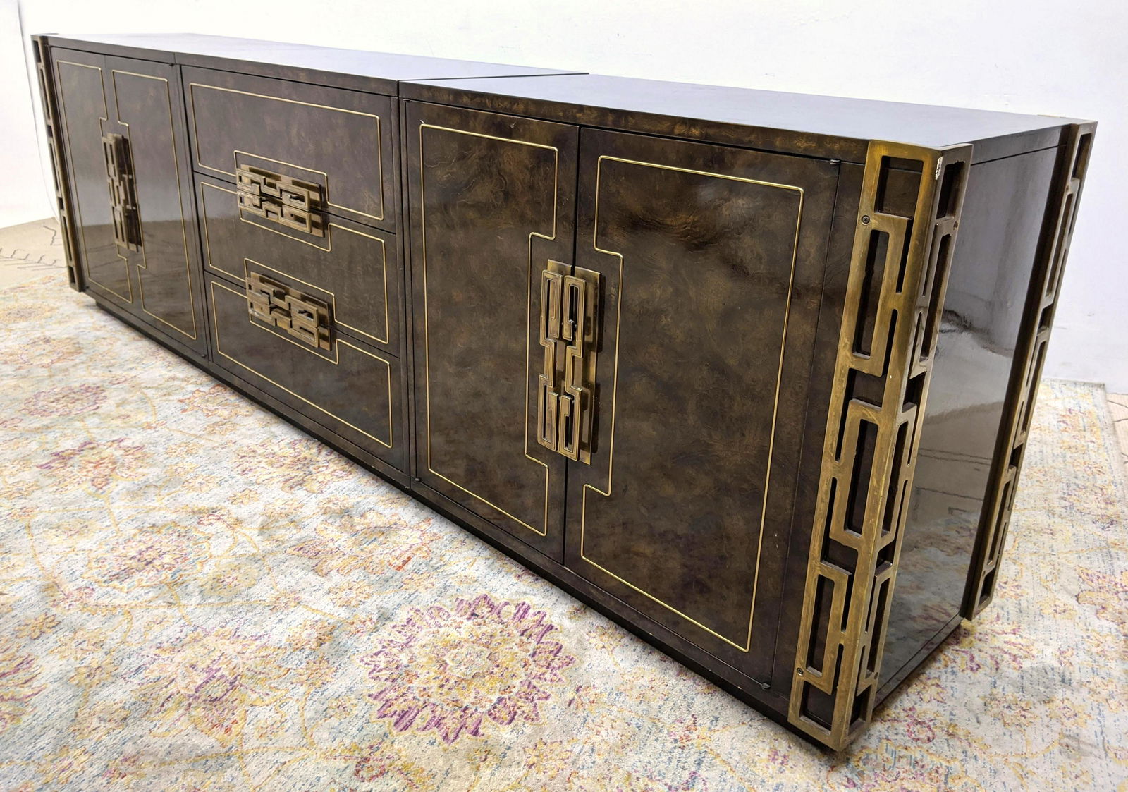 MASTERCRAFT faux tortoise shell lacquer Credenza. 3 sep (1 of 15)