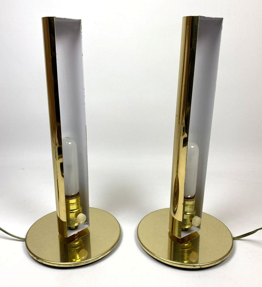 Pr KOVACS Brass Columnar Table Lamps. Brass Bases. Mark (1 of 12)