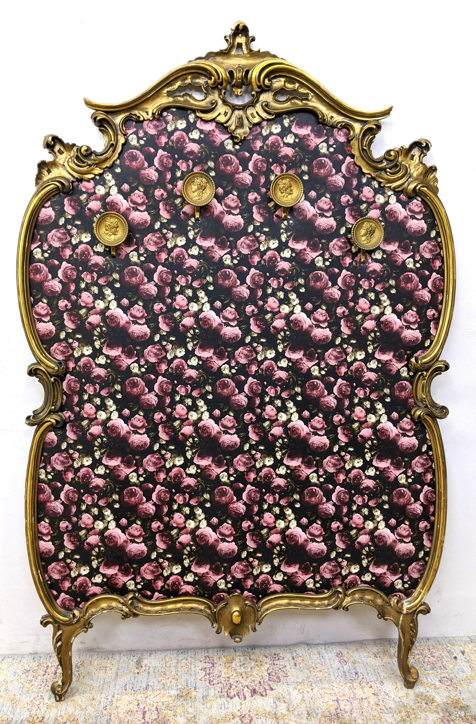 Upholstered Fabric Coat Rack. Gilt Gesso Carved Wood Fr (1 of 20)