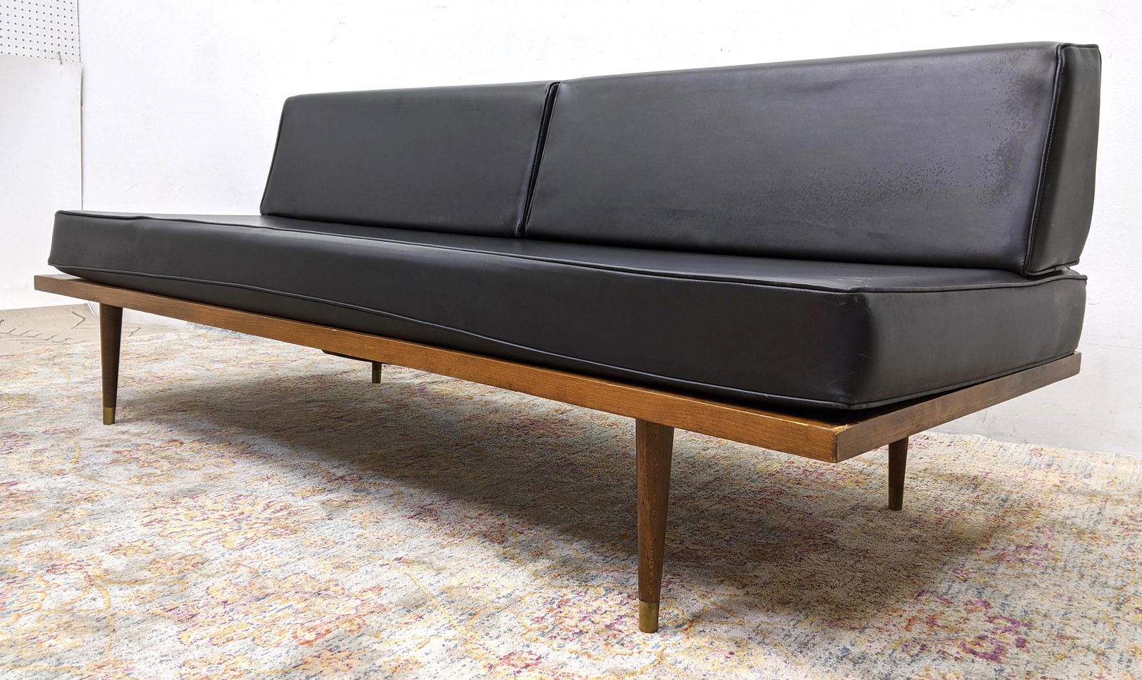 American Modern Daybed Sofa Couch. Black Vinyl. (1 of 20)