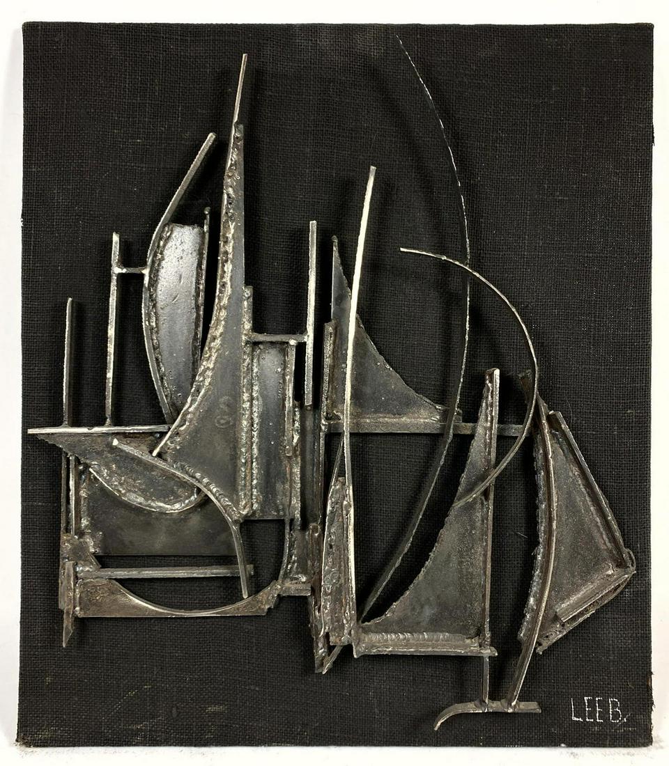 LEE BRENNER  Brutalist Iron Wall Sculpture mounted on f (1 of 10)