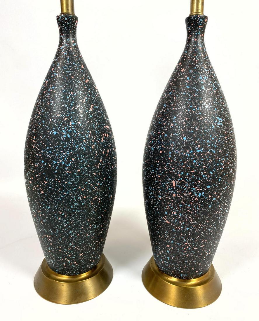 Pair Mid Century Modern Table Lamps.  Speckled Design. (1 of 10)