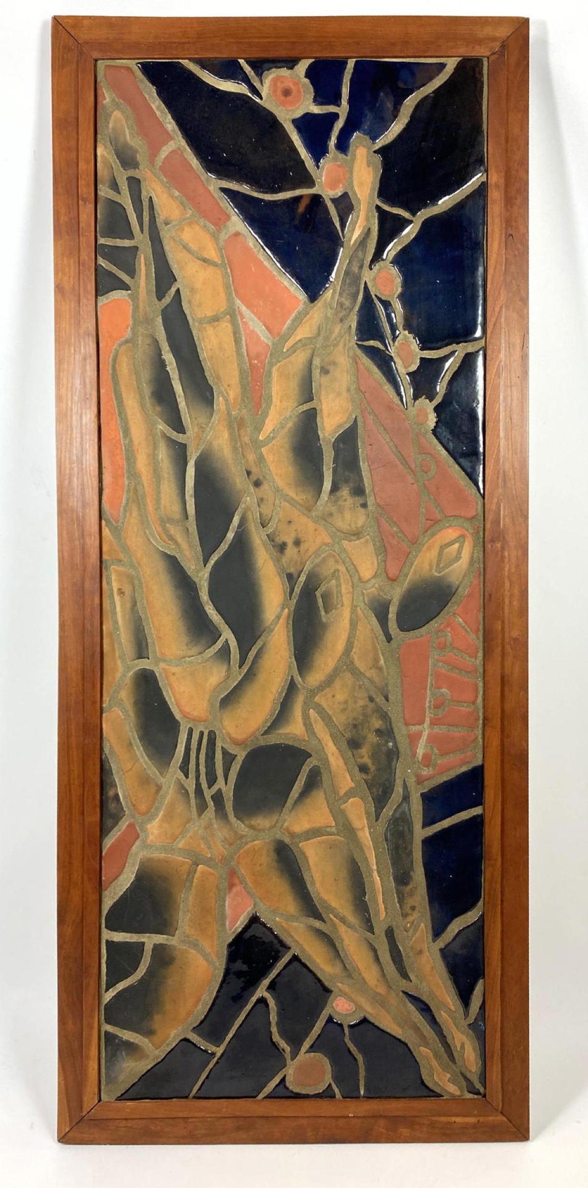 WILLIAM MEAD Handmade Tile Wall Plaque. Abstract Modern (1 of 11)