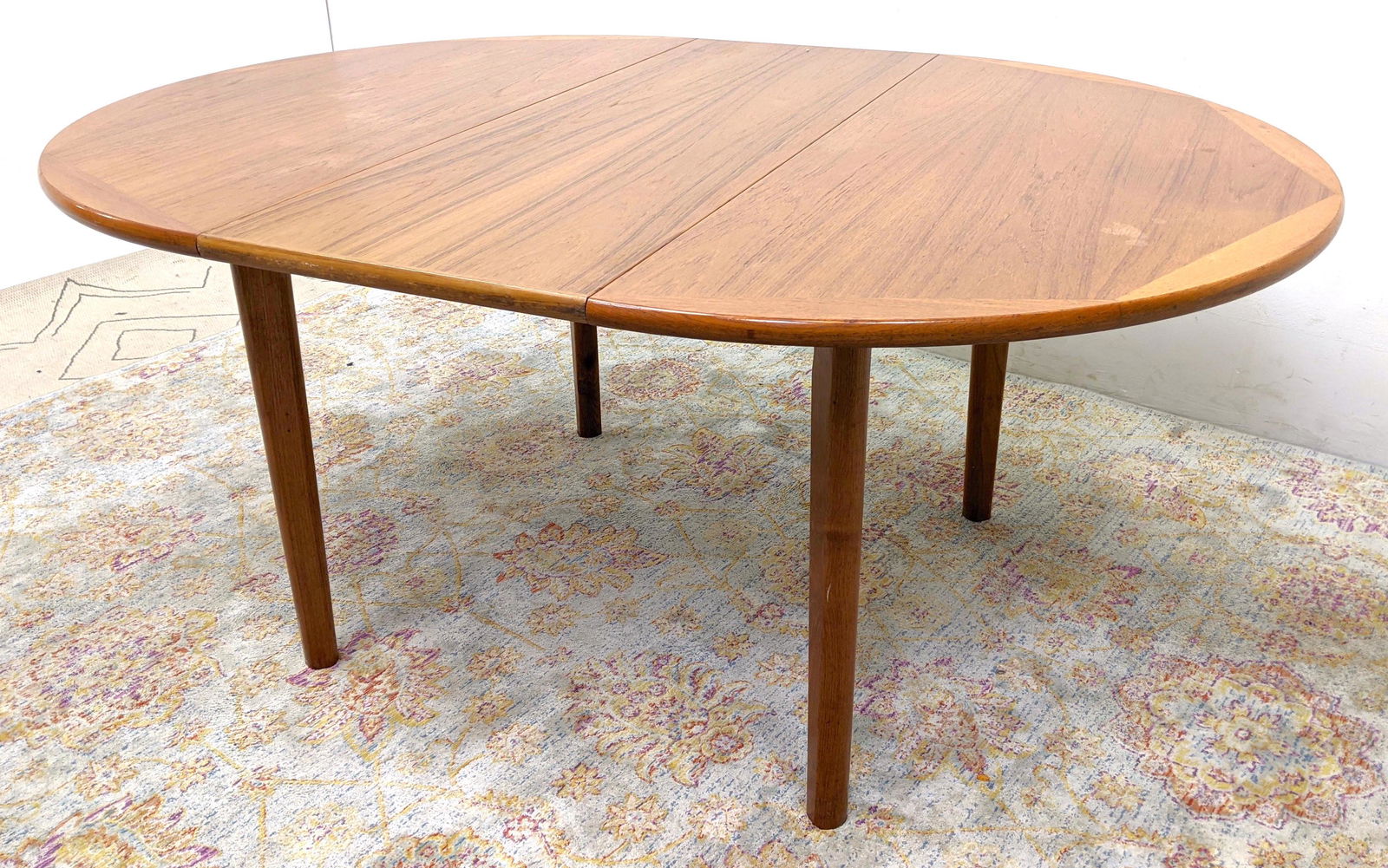 Danish Teak Modern Dining Table. Round top extends with (1 of 11)