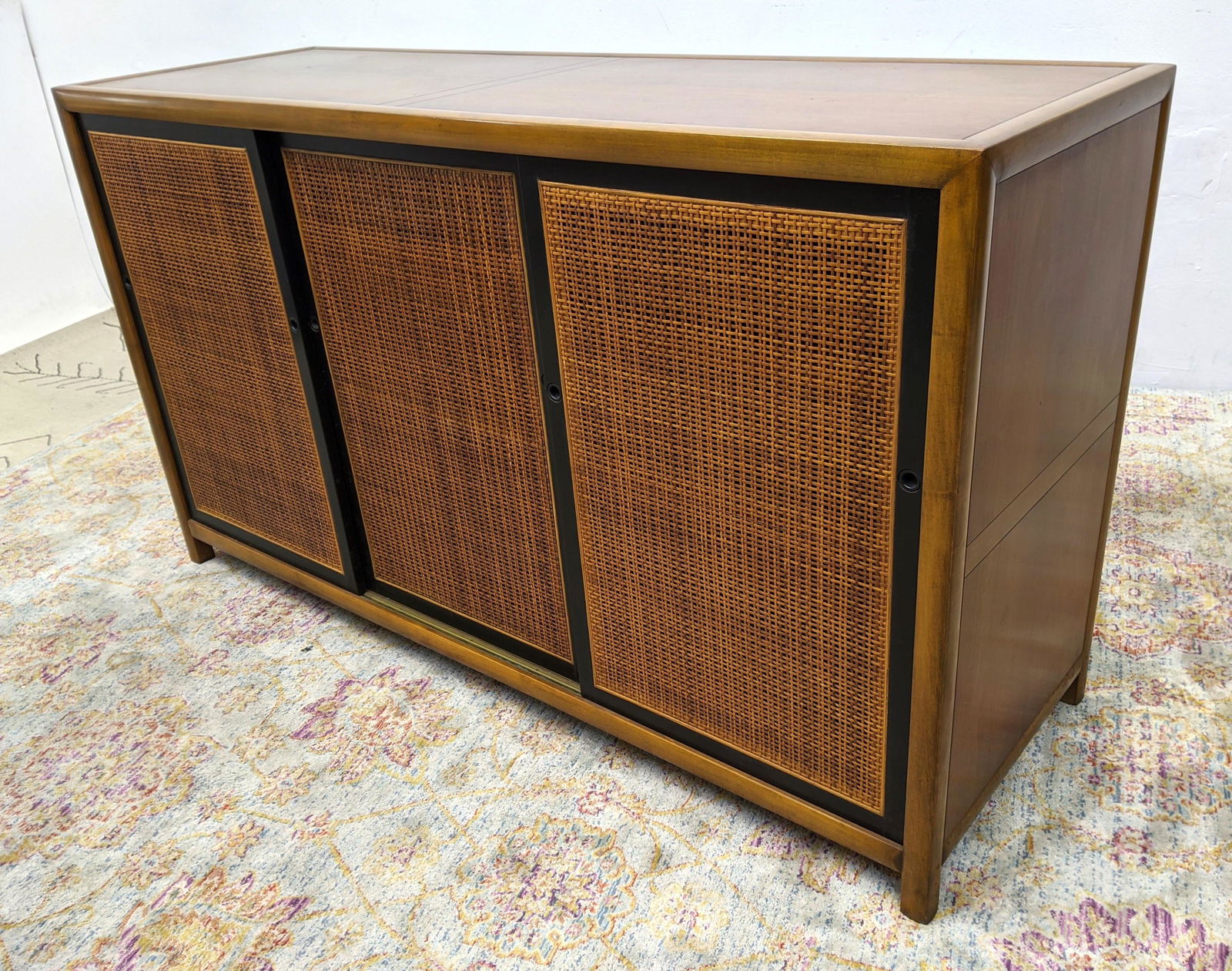 BAKER American Modern Walnut Credenza. Caned panel slid (1 of 12)