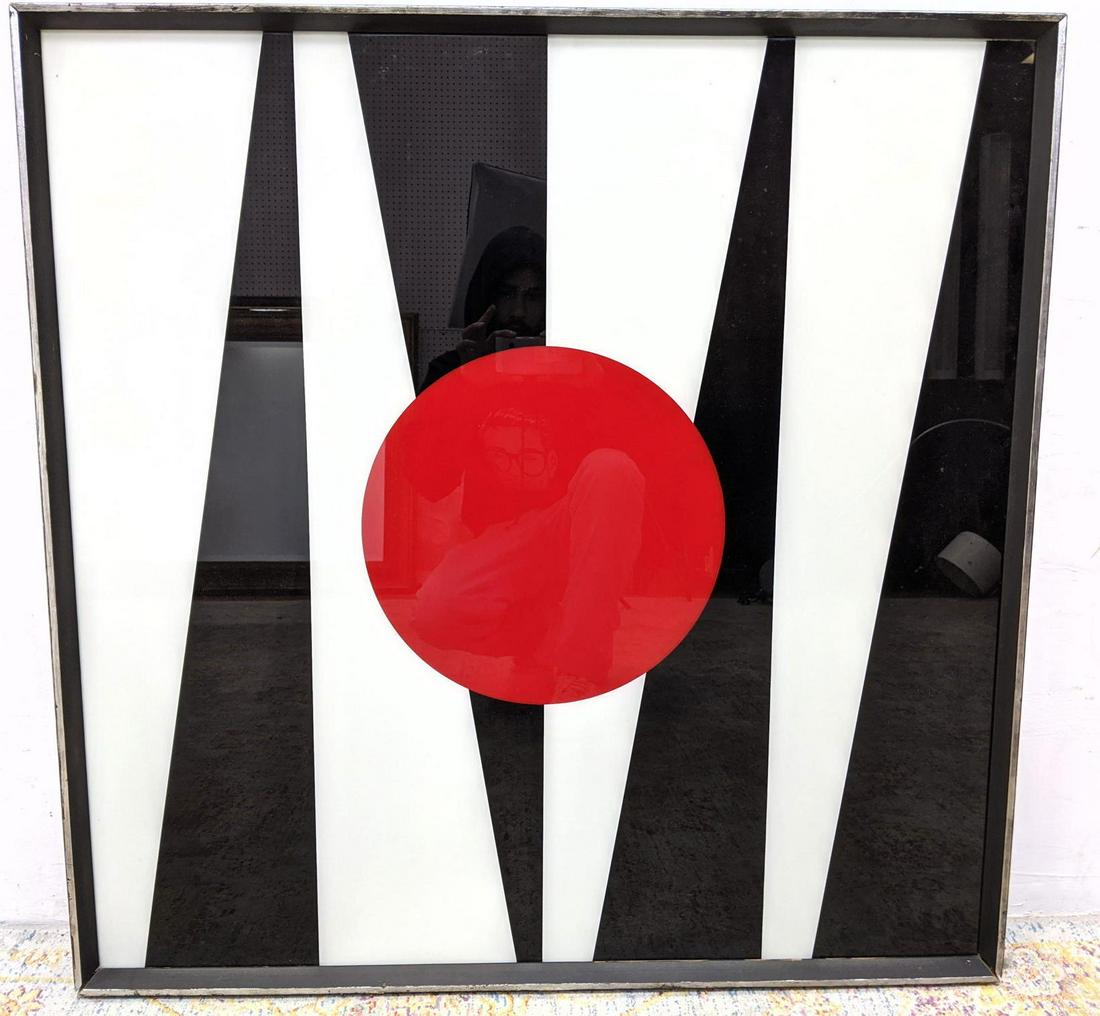 OP Art Print on Glass Wall Hanging. RED, BLACK, and WHI (1 of 11)