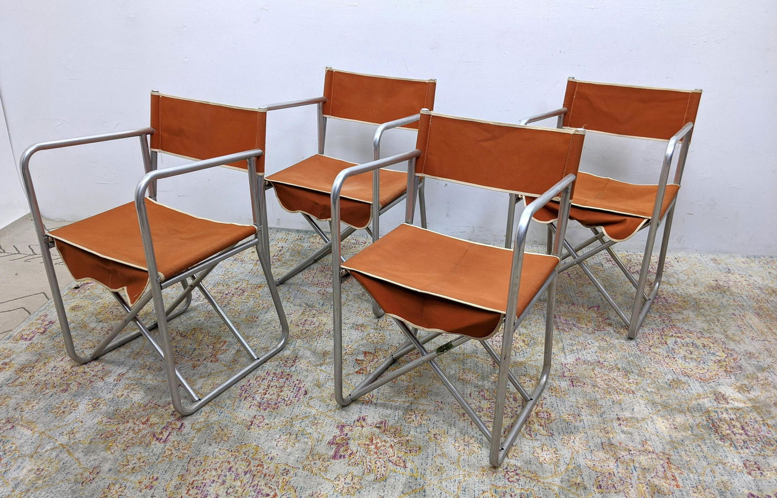 Set 4 Mid Century Modern Folding Aluminum Chairs.  Dire (1 of 8)