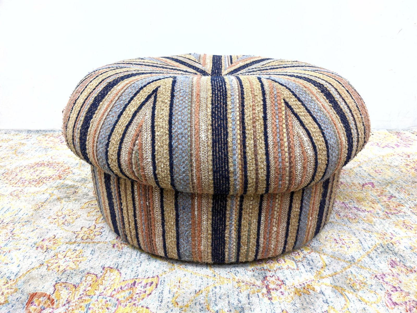 Striped fabric Mushroom form Ottoman  Foot Stool. Rolls (1 of 8)