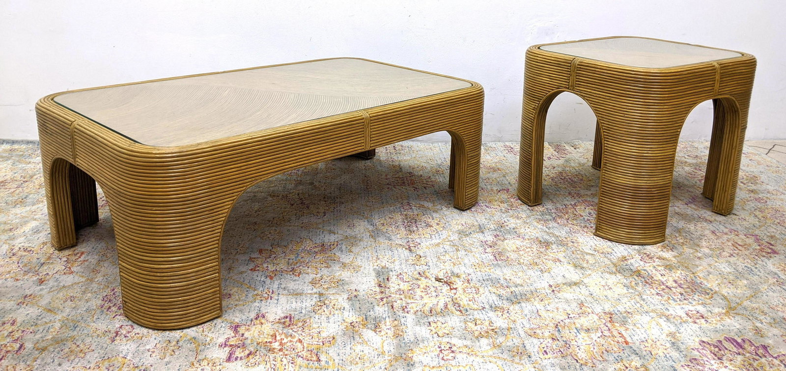 2pcs Gabriella Crespi style Rattan Coffee and End Table (1 of 12)