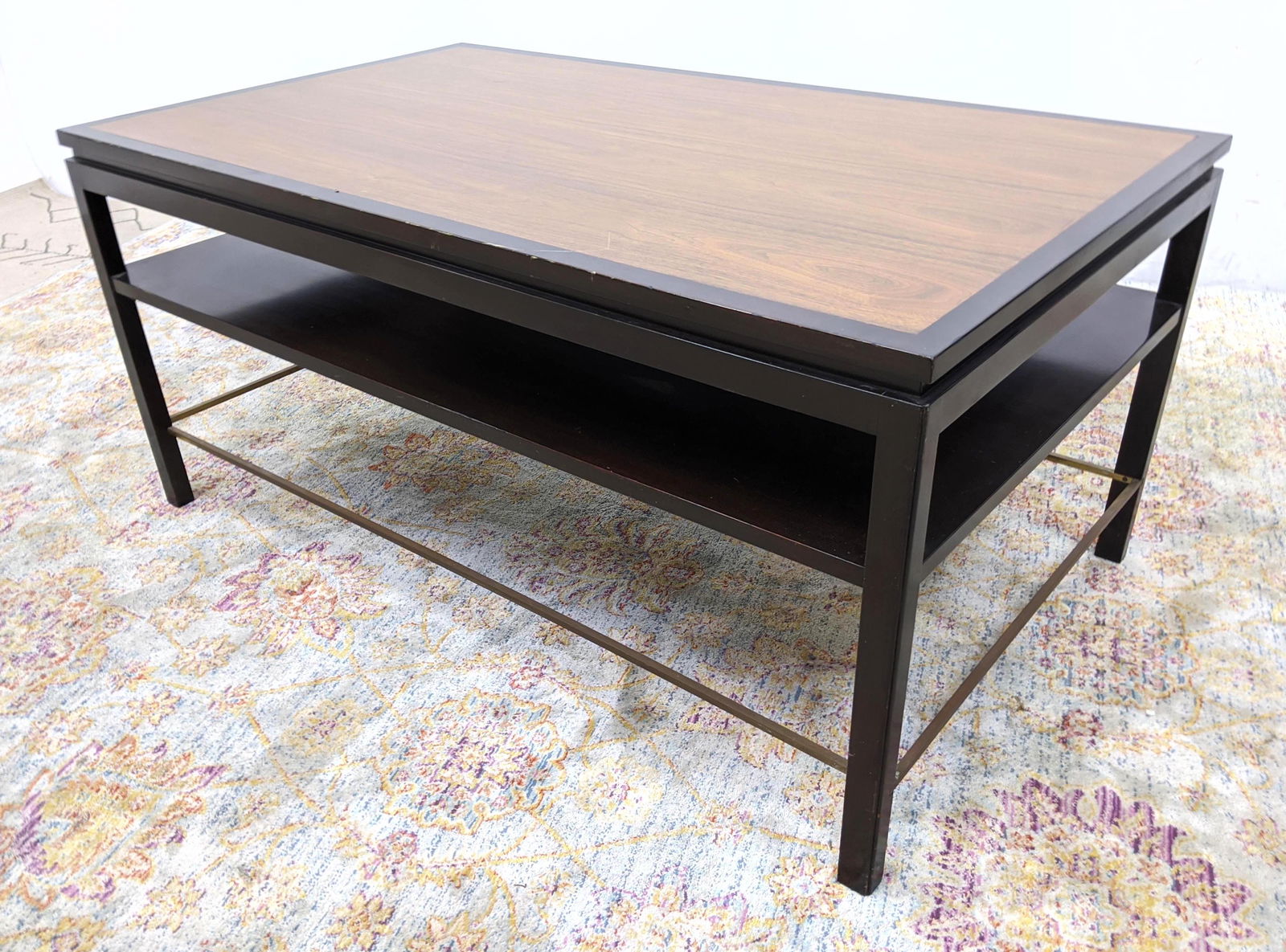 Dunbar Two Tier Table with Ebonized frame. Metal Stretc (1 of 16)
