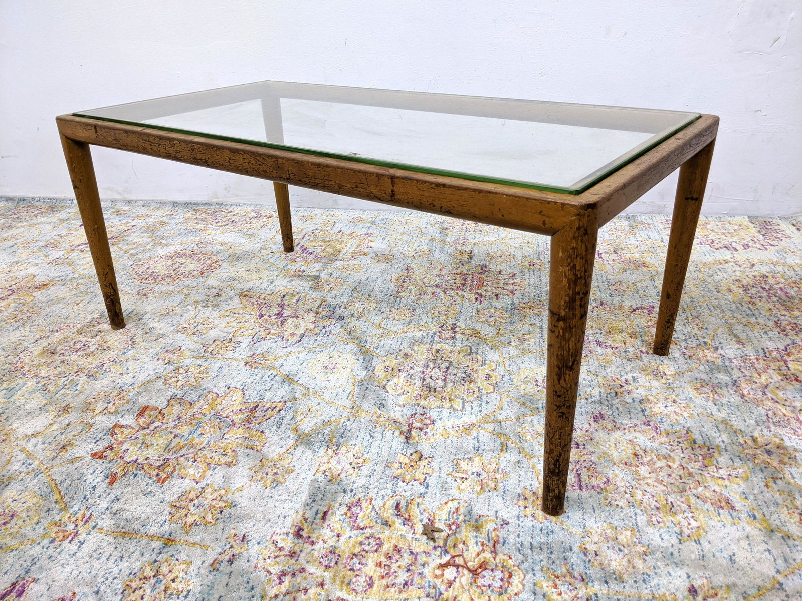 Widdicomb Coffee Cocktail Table. Wood Frame Glass Top: Widdicomb Coffee Cocktail Table. Wood Frame Glass Top Coffee Table. Unmarked.-- Dimensions: H: 16 inches: W: 38 inches: D: 20 inches ---